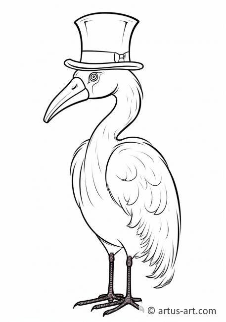 Flamingo in a Top Hat Coloring Page